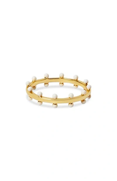Argento Vivo Sterling Silver Bead Band Ring In Gold/white
