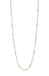 Argento Vivo Sterling Silver Bead Station Figaro Necklace In Gold