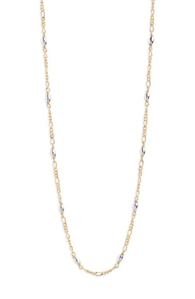 Argento Vivo Sterling Silver Bead Station Figaro Necklace In Gold