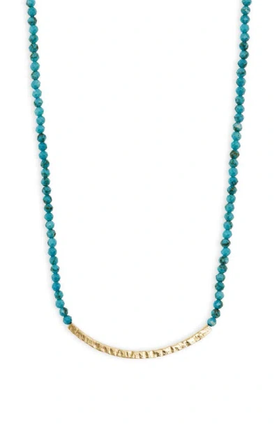 Argento Vivo Sterling Silver Beaded Bar Pendant Necklace In Gold/blue