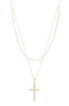 ARGENTO VIVO STERLING SILVER BEADED CROSS LAYERED NECKLACE