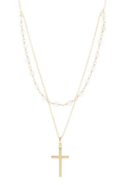 Argento Vivo Sterling Silver Beaded Cross Layered Necklace In Gold