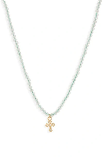 Argento Vivo Sterling Silver Beaded Cross Pendant Necklace In Gold