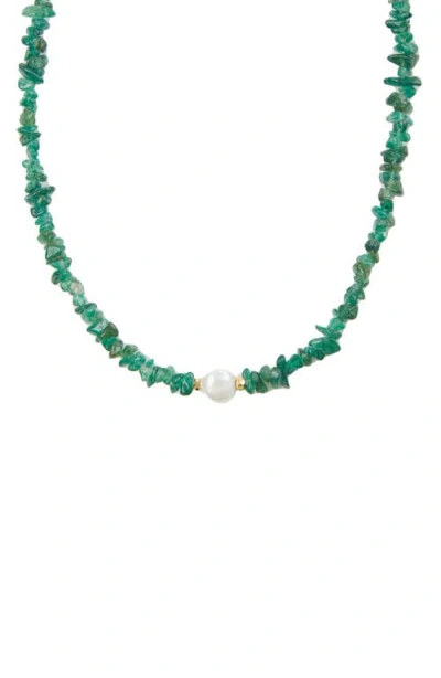 Argento Vivo Sterling Silver Beaded Green Onyx Necklace In Gold