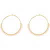 Argento Vivo Sterling Silver Beaded Hoop Earrings In Gold/pink