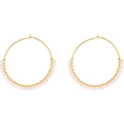 Argento Vivo Sterling Silver Beaded Hoop Earrings In Gold/pink