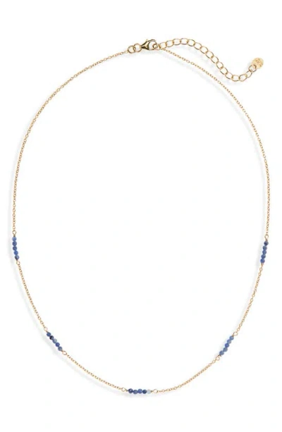 Argento Vivo Sterling Silver Beaded Station Chain Necklace In Gold/ Blue