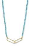 ARGENTO VIVO STERLING SILVER BEADED TURQUOISE LINK PENDANT NECKLACE