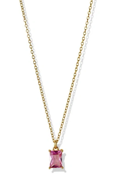 Argento Vivo Sterling Silver Birthstone Pendant Necklace In October/pink