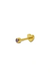 Argento Vivo Sterling Silver Birthstone Single Threaded Stud Earring In Gold/february
