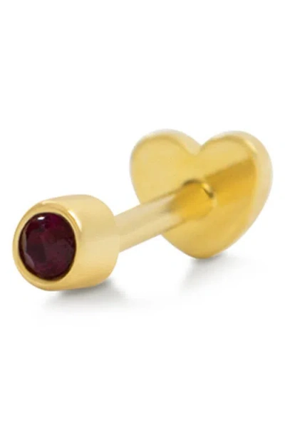 Argento Vivo Sterling Silver Birthstone Single Threaded Stud Earring In Gold/july