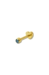 Argento Vivo Sterling Silver Birthstone Single Threaded Stud Earring In Gold/march