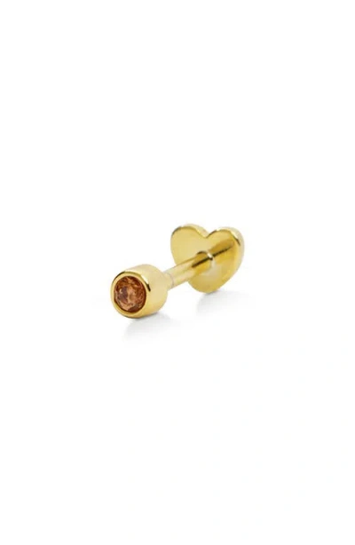 Argento Vivo Sterling Silver Birthstone Single Threaded Stud Earring In Gold/november