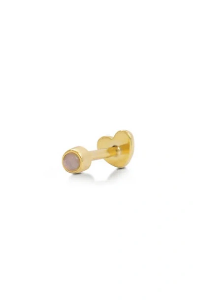 Argento Vivo Sterling Silver Birthstone Single Threaded Stud Earring In Gold/october