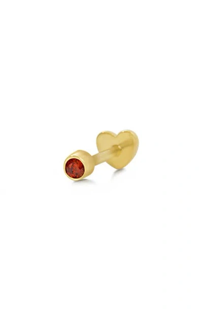 Argento Vivo Sterling Silver Birthstone Stud Earrings In Gold/garnet