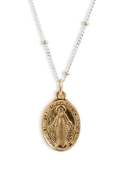 Argento Vivo Sterling Silver Blessed Mother Pendant Necklace In Gold/silver