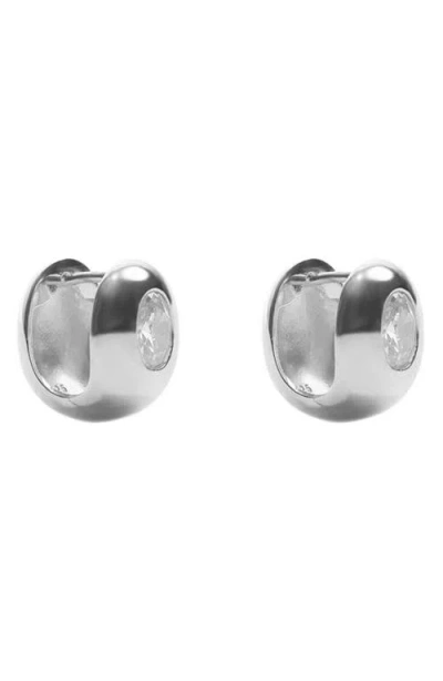 Argento Vivo Sterling Silver Bold Cubic Zirconia Hoop Earrings