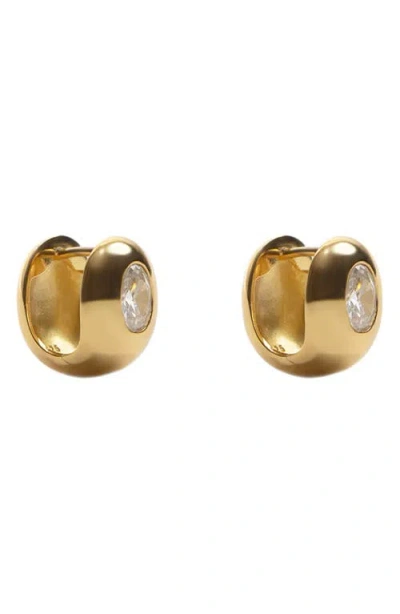 Argento Vivo Sterling Silver Bold Cubic Zirconia Hoop Earrings In Gold