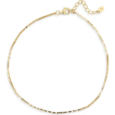 Argento Vivo Sterling Silver Box Chain Anklet In Gold