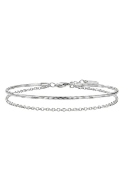 Argento Vivo Sterling Silver Cable & Snake Chain Layered Anklet