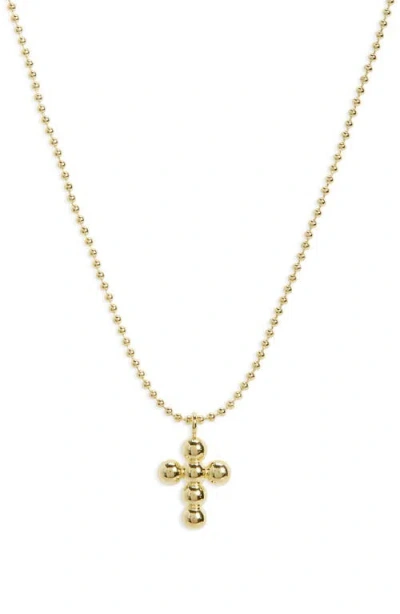 Argento Vivo Sterling Silver Carded Ball Cross Pendant Necklace In Gold