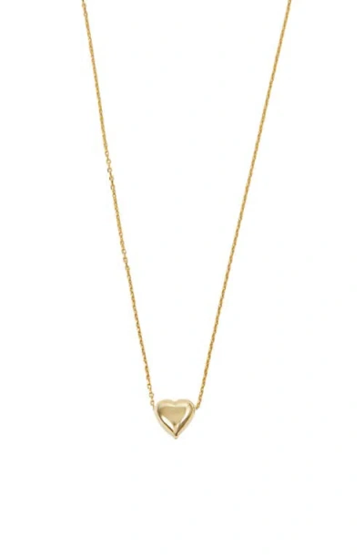 Argento Vivo Sterling Silver Carded Puffy Heart Pendant Necklace In Gold