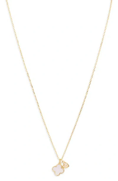 Argento Vivo Sterling Silver Clover & Heart Pendant Necklace In Gold