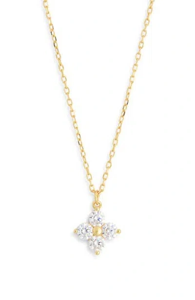 Argento Vivo Sterling Silver Clover Cubic Zirconia Cluster Pendant Necklace In Gold