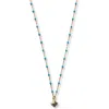 Argento Vivo Sterling Silver Clover Enamel Bead Necklace In Gold