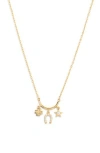Argento Vivo Sterling Silver Clover, Horseshoe & Star Charm Necklace In Gold