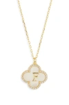 Argento Vivo Sterling Silver Clover Mother-of-pearl Initial Pendant Necklace In Gold