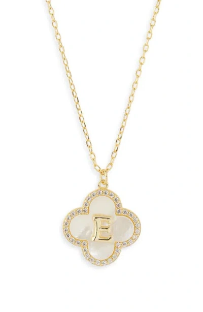 Argento Vivo Sterling Silver Clover Mother-of-pearl Initial Pendant Necklace In Gold