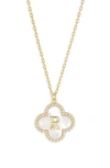 Argento Vivo Sterling Silver Clover Mother-of-pearl Initial Pendant Necklace In Gold