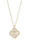 Argento Vivo Sterling Silver Clover Mother-of-pearl Initial Pendant Necklace In Gold