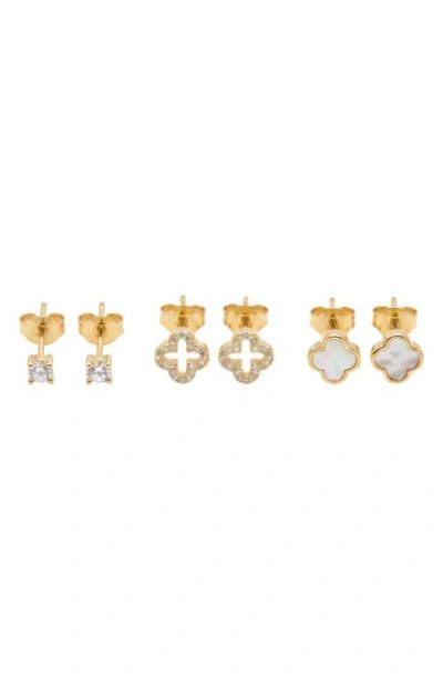 Argento Vivo Sterling Silver Clover Set Of 3 Earrings In Yellow