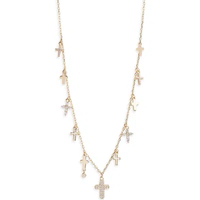 Argento Vivo Sterling Silver Cross Charm Necklace In Gold