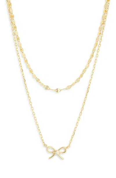 Argento Vivo Sterling Silver Cubic Zirconia Bow Pendant Necklace In Gold