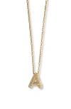 Argento Vivo Sterling Silver Cubic Zirconia Bubble Inital Pendant Necklace In Gold - A