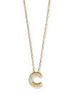 Argento Vivo Sterling Silver Cubic Zirconia Bubble Inital Pendant Necklace In Gold - C