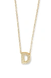 Argento Vivo Sterling Silver Cubic Zirconia Bubble Inital Pendant Necklace In Gold - D