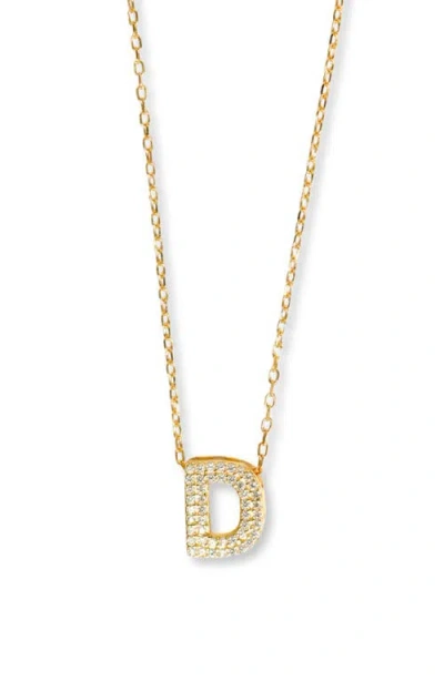 Argento Vivo Sterling Silver Cubic Zirconia Bubble Inital Pendant Necklace In Gold - D