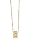 Argento Vivo Sterling Silver Cubic Zirconia Bubble Inital Pendant Necklace In Gold - E
