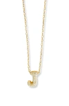Argento Vivo Sterling Silver Cubic Zirconia Bubble Inital Pendant Necklace In Gold - J