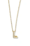Argento Vivo Sterling Silver Cubic Zirconia Bubble Inital Pendant Necklace In Gold - L