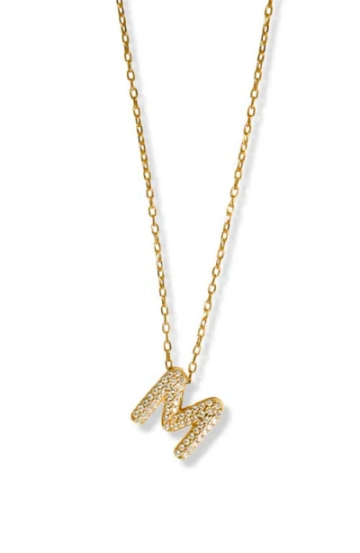 Argento Vivo Sterling Silver Cubic Zirconia Bubble Inital Pendant Necklace In Gold - Ms