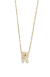 Argento Vivo Sterling Silver Cubic Zirconia Bubble Inital Pendant Necklace In Gold - R