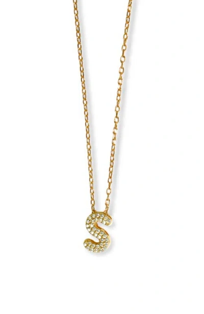 Argento Vivo Sterling Silver Cubic Zirconia Bubble Inital Pendant Necklace In Gold - Ss