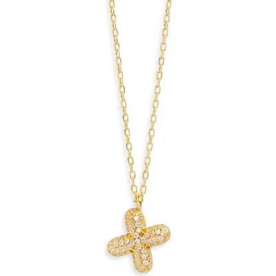 Argento Vivo Sterling Silver Cubic Zirconia Bubble Inital Pendant Necklace In Gold