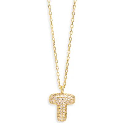 Argento Vivo Sterling Silver Cubic Zirconia Bubble Inital Pendant Necklace In Gold