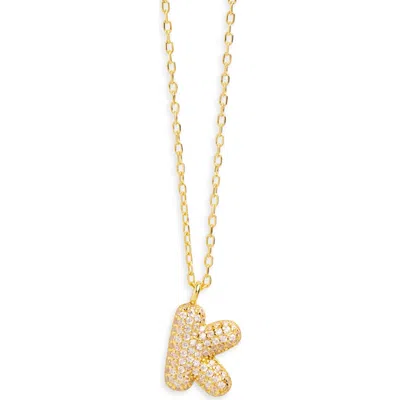 Argento Vivo Sterling Silver Cubic Zirconia Bubble Inital Pendant Necklace In Gold